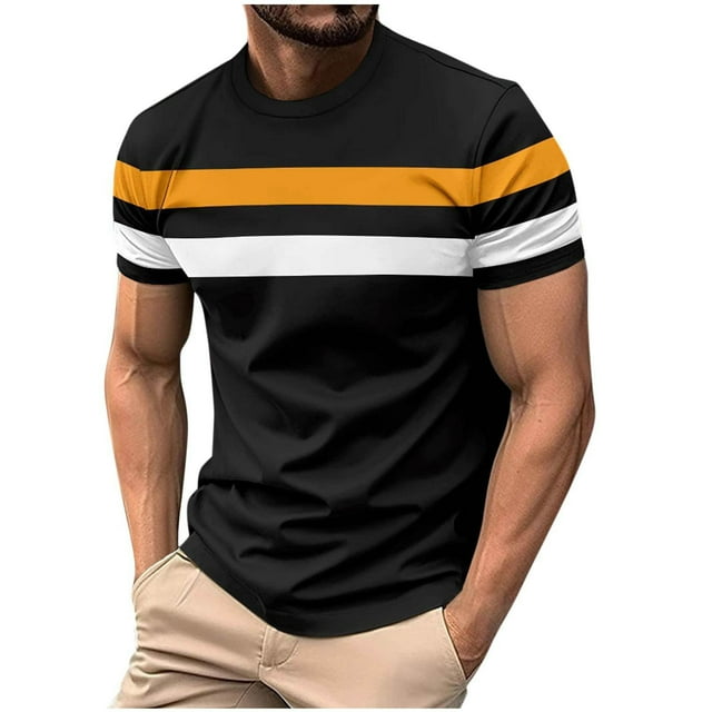 pstuiky camisetas de hombre, Camiseta deportiva informal de manga corta con cuello redondo y parches para hombre camisas casuales para hombre l