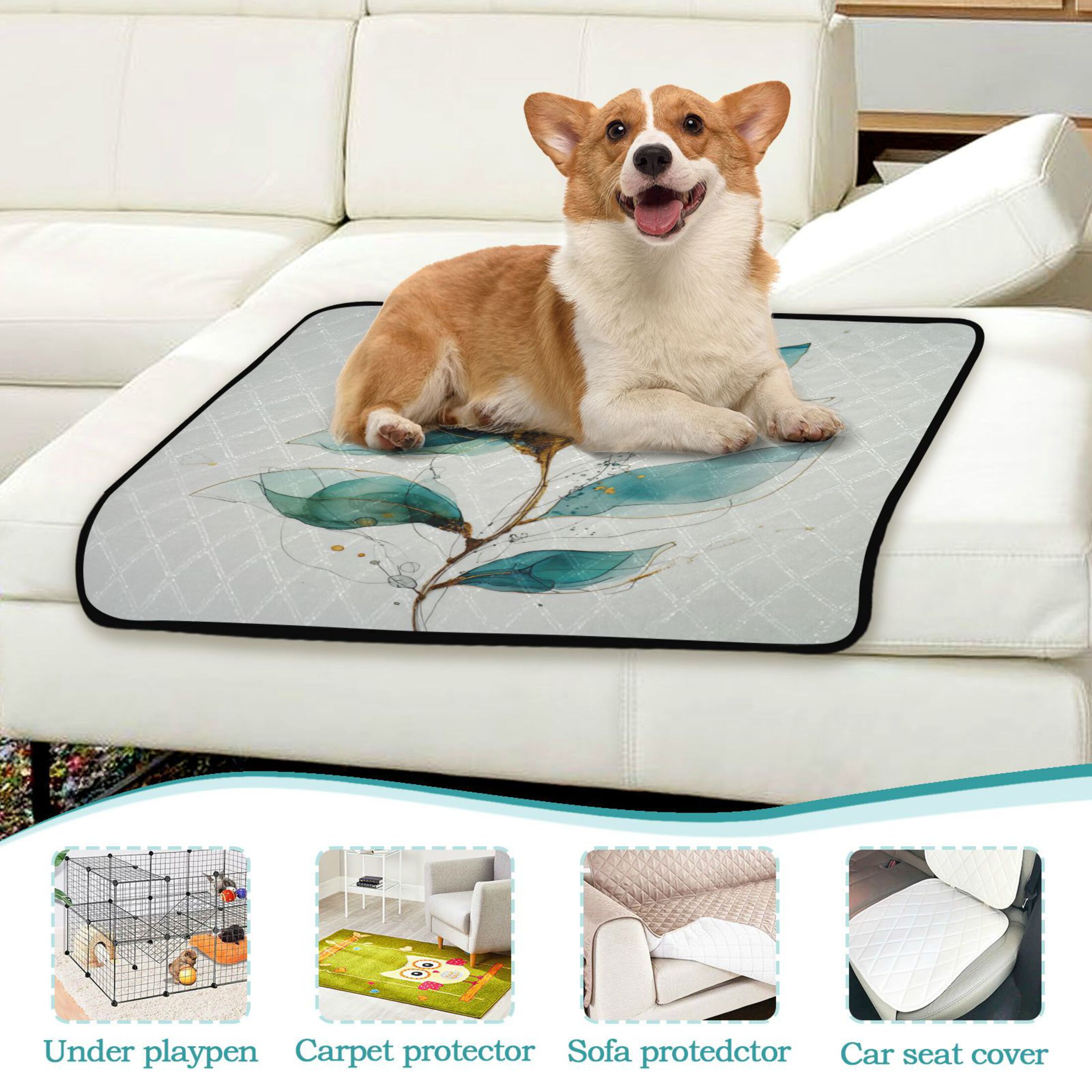 Qxltty Fantasy Flower Cat litter Pads Pet Set of 2 Diaper Mats Center Anti-leakage Layer Absorbent Soft and Comfortable