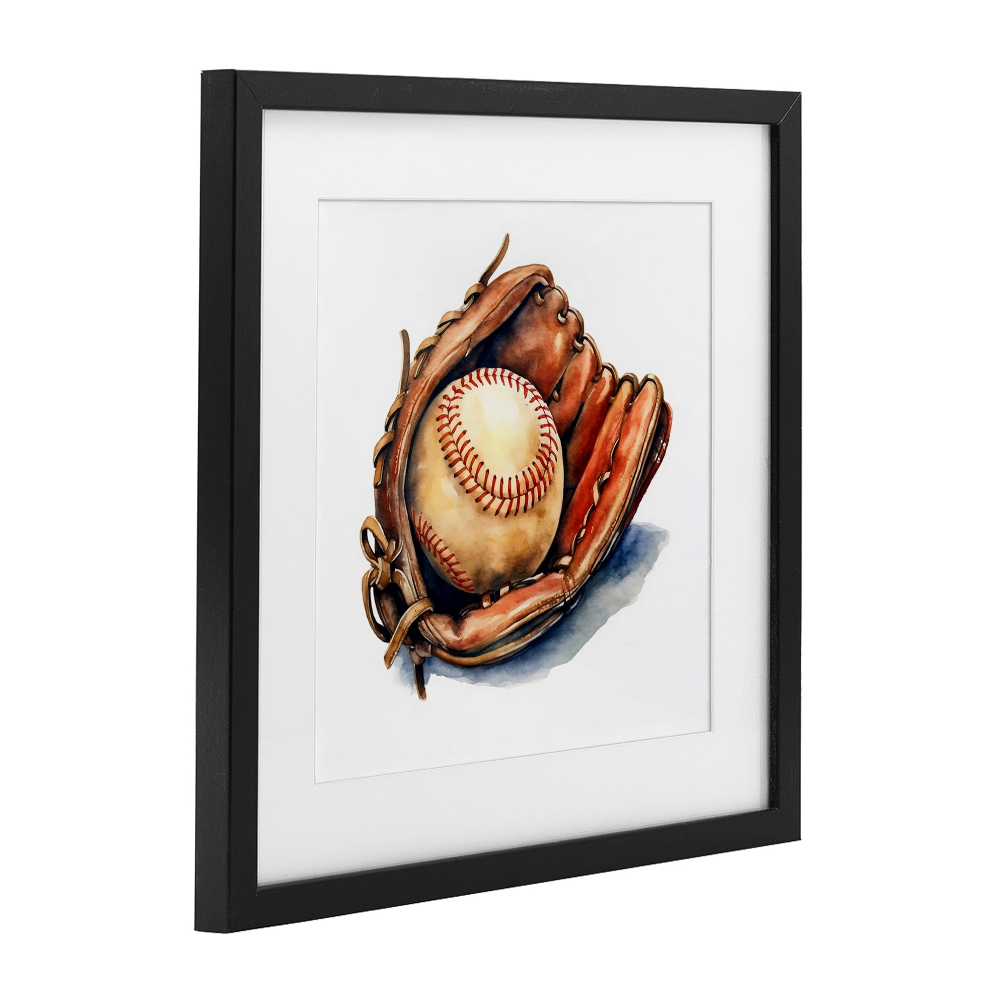 Stupell Industries Glove & Ball in Leather Black Framed Print Under Glass, design by Creative Studio