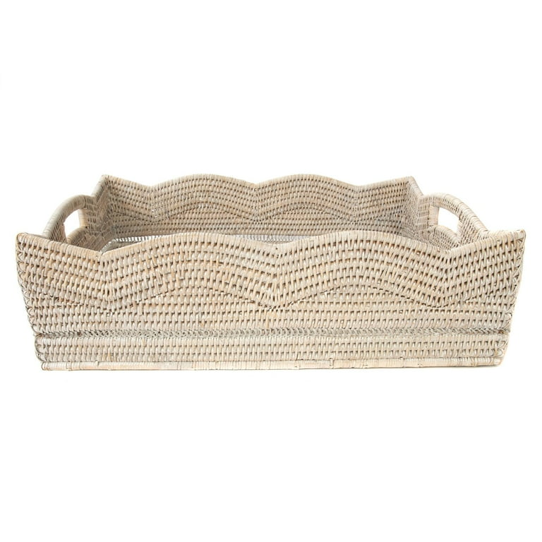Rattan Scallop Deep Ottoman Tray Walmart