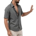 thumbnail image 5 of Cmfcve Men's Linen Shirts Short Sleeve Button Down Shirts Wrinkle Resistant Casual Vacation Beach Summer Tops, 5 of 7