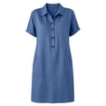 thumbnail image 5 of SAWOBUUN Womens Casual Shirt Dress Short Sleeve Collared Button Midi Dress Loose Fit Tunic Sundress with Chest Pocket, 5 of 6