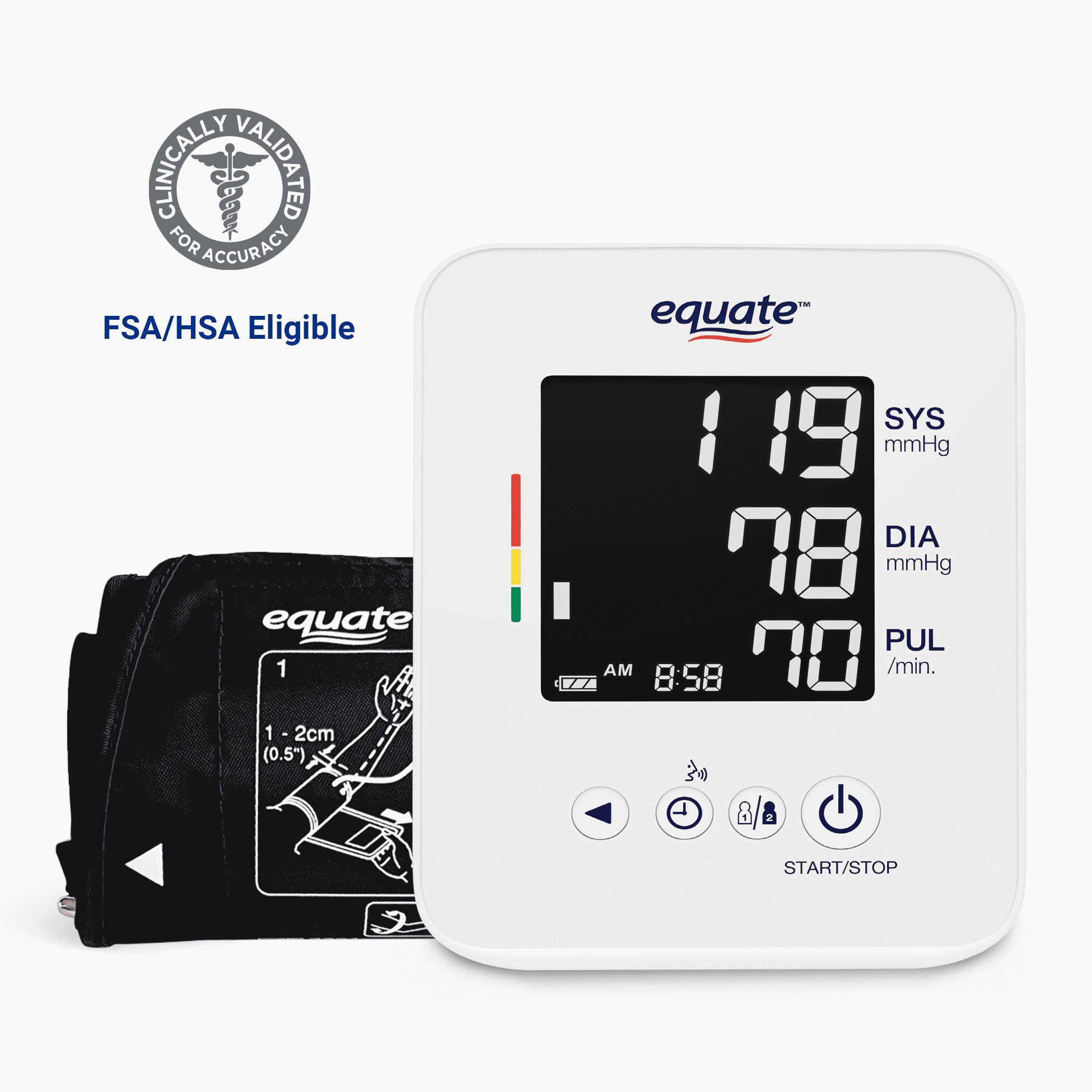 Equate 3 Ulta Automatic Digital Upper Arm Talking Wireless Blood Pressure Monitor with Large Cuff - 8010BLEWM