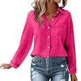 thumbnail image 6 of Pxiakgy Womens Button Down Shirts Cotton Dress Shirt Long Sleeve Oversized Boyfriend Solid Tunic Tops with Pockets Gauze Tops for Women Loose Fit Button Down Shirts for Women Hot Pink Xxl, 6 of 6