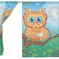thumbnail image 2 of Coolnut Owl Drink Coffee Sheer Gauze Door Curtain Window Curtain Drapes for Living Room Kids Bedroom Window Treatment Decor W55 x L84 In 2 Panels, 2 of 3