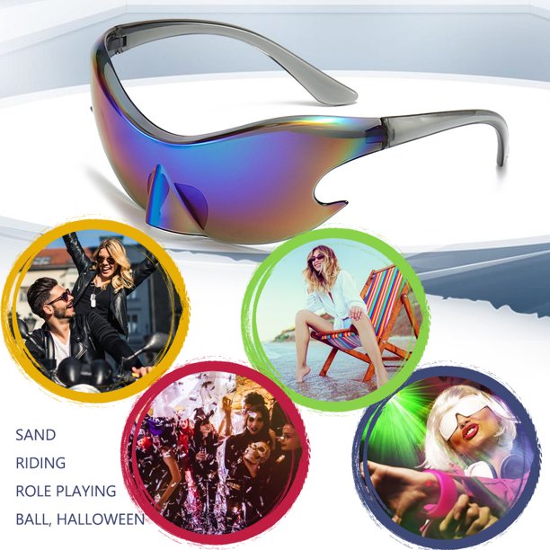 Gafas de sol Punk Y2K, gafas de sol de una pieza a la moda, accesorios de Cosplay de Halloween Unisex