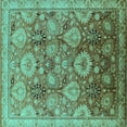 thumbnail image 1 of Ahgly Company Indoor Square Oriental Turquoise Blue Industrial Area Rugs, 7' Square, 1 of 4