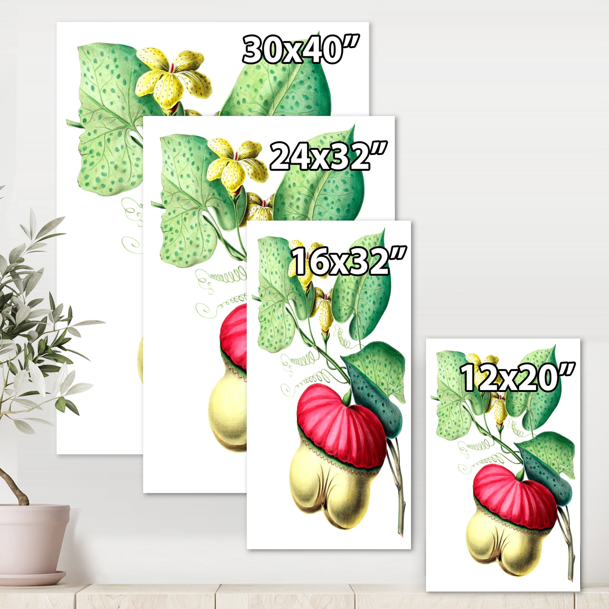 Designart ' American Vintage Flowers I ' Traditional Canvas Wall Art Print