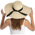 thumbnail image 2 of Womens Wide Brim Straw Hat Big Floppy Foldable Roll up Cap Beach Sun Hat UPF 50+, 2 of 6