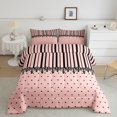 thumbnail image 2 of Castle Fairy Retro Lace Trim Stripe Full Size Comforter Sets 3-Piece,Minimalism Heart Grid Bedding Comforter Set,Pink Black,Reversible,1 Comforter and 2 Pillowcases, 2 of 6