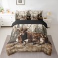 thumbnail image 2 of Feelyou Rustic Highland Cow Bedding Comforter Set 7pcs for Kids, Vintage Lodge Cabin King Bedding Sets, Jungle Wildlife Reversible Bed Sheets, Lightweight Room Decor, 2 of 7