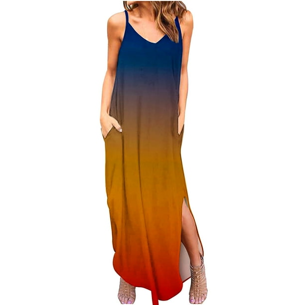 Elegante mujer Casual con cuello en V vestidos estampados verano sin mangas vestido de jersey OAVQHLG3B Store lin121212
