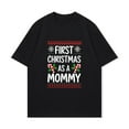 thumbnail image 2 of Christmas T Shirt Black First Christmas As A Mommy Snowflake Candy Cane Pattern Holiday Party Gift For New Moms, 2 of 4