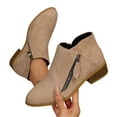 thumbnail image 5 of Womens Low-heeled Ankle Boots Casual Suede Low Heel Side Zipper Fall Winter Thick Heel Short Boots for Women, 5 of 6