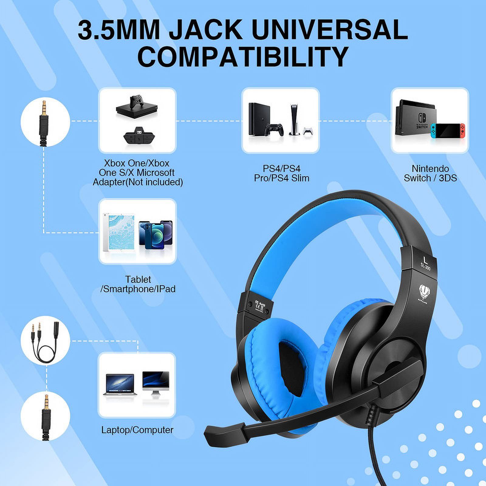 BlueFire Kids Gaming Headset with Microphone, Blue photo 4