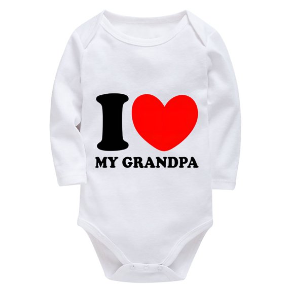 I Love My Grandpa Neutral Newborn Clothes Long Sleeve Boy Romper White Baby Boy Suits 0-3 Months