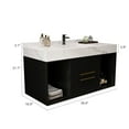 thumbnail image 5 of 39.4'' Wall Mounted Bathroom Vanity with Ceramic Sink, Floating Vanity with 2 Soft Close Drawers and Slate Top, for Bathroom, White and Black, 5 of 9
