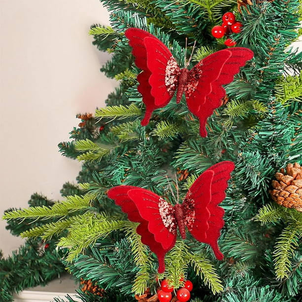 Adornos navideños, adornos navideños, regalos navideños. Decoraciones navideñas artificiales de terciopelo de alta gama de doble capa para la decoración del árbol de Navidad. Decoraciones de plástico.