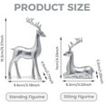 thumbnail image 3 of 2Pcs Silver Christmas Reindeer Decor, Standing Sitting Deer Figurines, Mini Reindeer Statues Sculpture, for Indoor Home Cabinet Mantle Table Top Christmas Decorations, 3 of 14