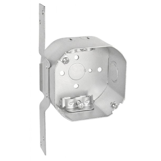 2 Pcs, 4 In. Octagon Box, 21/8 In. Deep, Flat Vertical Bracket, (1) 1/