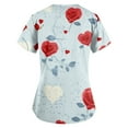 thumbnail image 4 of Valentines Day Print Nursing Uniforms for Women Love Heart Printed V Neck Breathable T-Shirts Short Sleeve Professionals Soft Stretch Workwear Shirt with Pockets light blue 4X-Large, 4 of 4