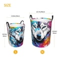 thumbnail image 3 of Gukieu Cool Colorful Wolf Print Round Dirty Clothes Bag, Waterproof Standing Home Bathroom Storage Basket Car Trunk Storage Bag-Medium, 3 of 6