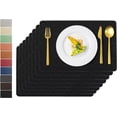 thumbnail image 2 of Vinyl Placemats Set of 8 Faux Leather 100% Waterproof Wipeable Washable Place Mats Heat Resistant Easy Clean Non-Slip Table Mats for Indoor Outdoor. (8,Red), 2 of 7