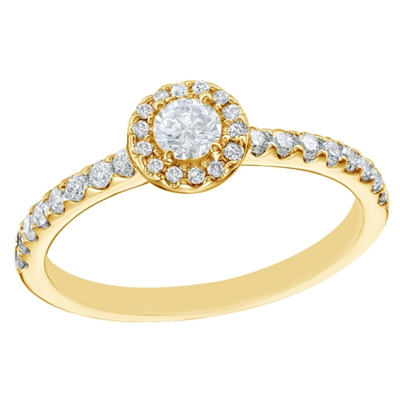 AFFY White Natural Diamond Frame Engagement Ring in 14k Yellow Gold (0.5 Cttw)