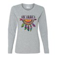 thumbnail image 3 of Colorful Neon Be Brave Dreamcatcher | Dean Russo Art Pop Culture Womens Long Sleeve T-Shirt, Heather Grey, Small, 3 of 6