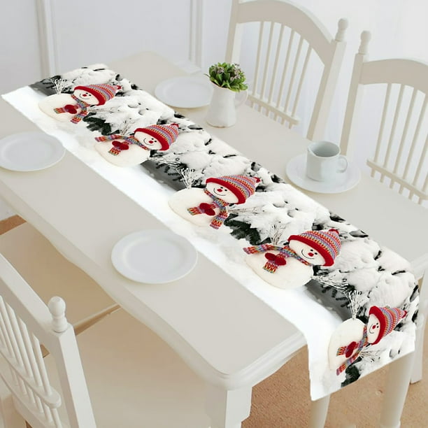 ABPHQTO Snowman Table Runner Placemat Tablecloth For Home Decor 14x72