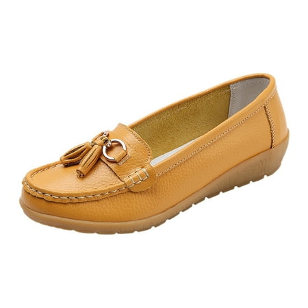 

Women s Comfortable Leather Loafers Casual Round Toe Moccasins Wild Driving Flats Soft Walking Shoes Women Slip On Shoes