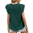 thumbnail image 7 of Moxiu Baby Doll Tops for Women 2025,Womens Summer Tops Crewneck Eyelet Ruffle Sleeve Blouses Elegant Dressy Casual Babydoll Shirts Green,L, 7 of 7