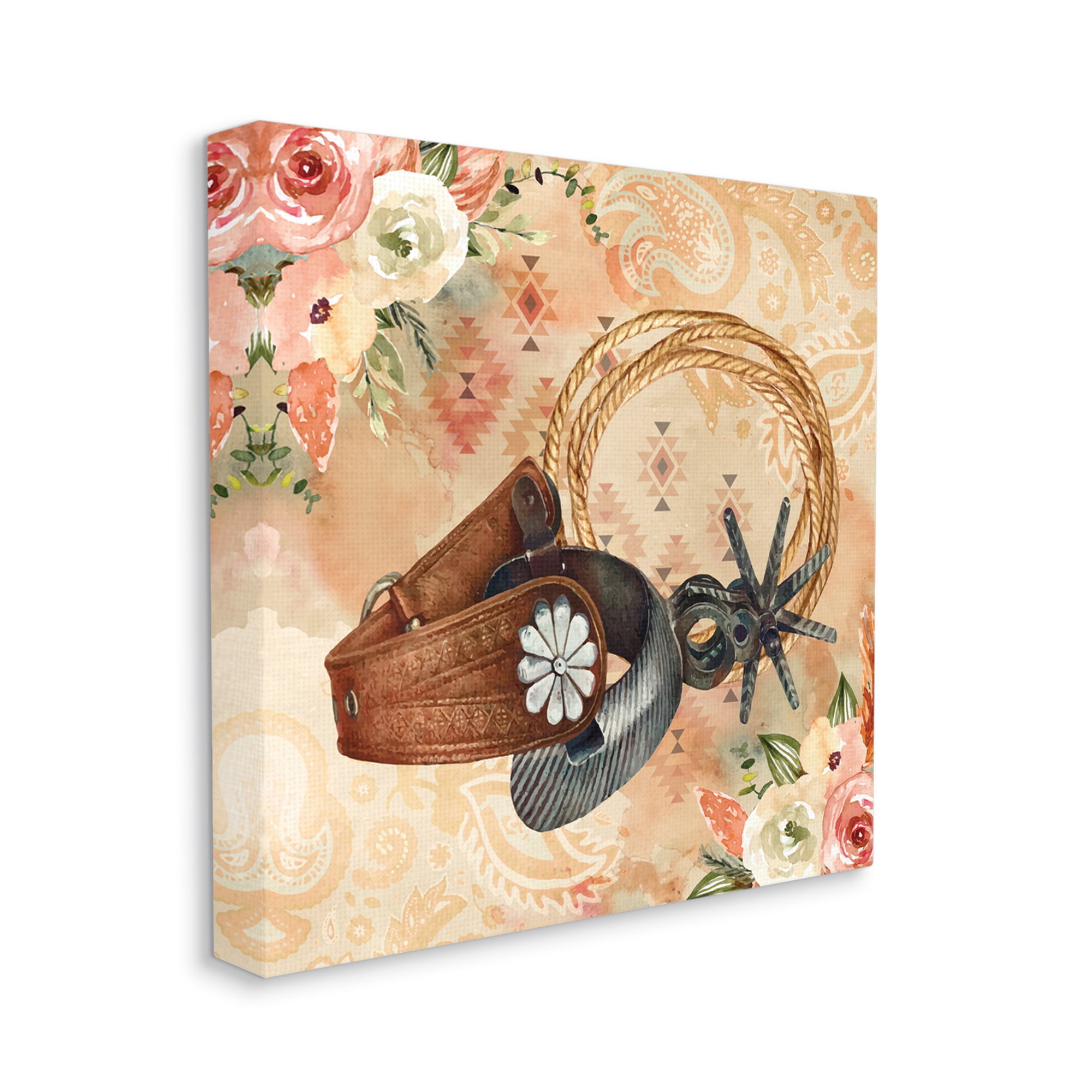 Stupell Cowboy Spurs Floral Roses Beauty & Fashion Painting Gallery Wrapped Canvas Print Wall Art