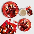 thumbnail image 3 of HELANHO Deadpool Birthday Party Supplies - 50pc Decoration Set with Paper Plates, Napkins & Cake Topper QQH63-1056, 3 of 4