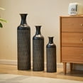 thumbnail image 3 of S-HOME Contemporary Decorative Metal Vases Set of 3 Matte Finish  with Textured Pattern for Home & Event Decor 19.69 to 32.68 Inch, Black, 3 of 12