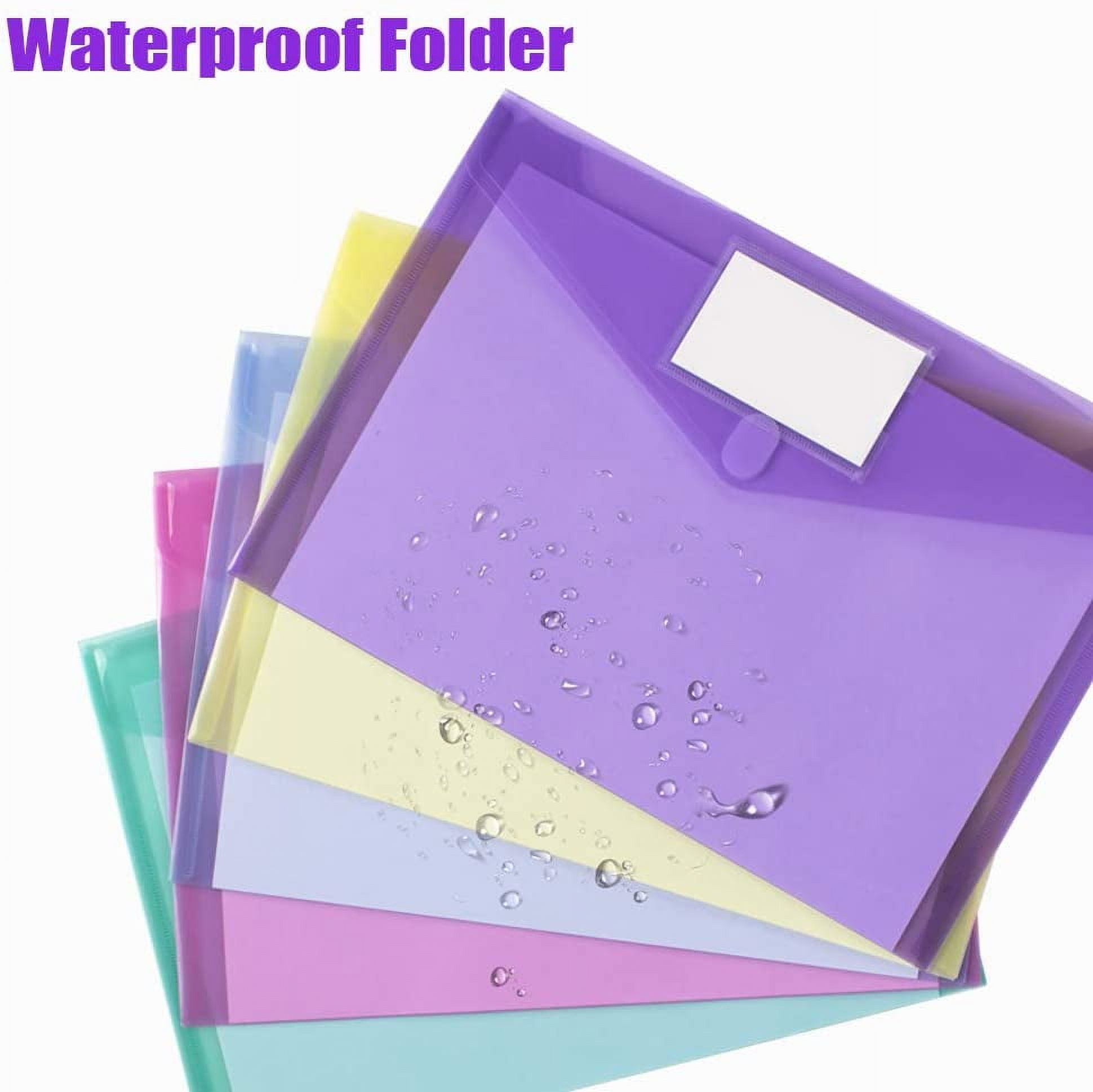 10 Pack File Folders, Clear Poly Envelopes Plastic Folders, Folder for Documents Letter A4 Size with Label Pocket, Teacher School Office Supplies Organization Storage, Assorted Color