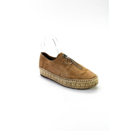 

Pre-owned|Alexander Wang Womens Front Zip Platform Espadrilles Sneakers Brown Suede 37