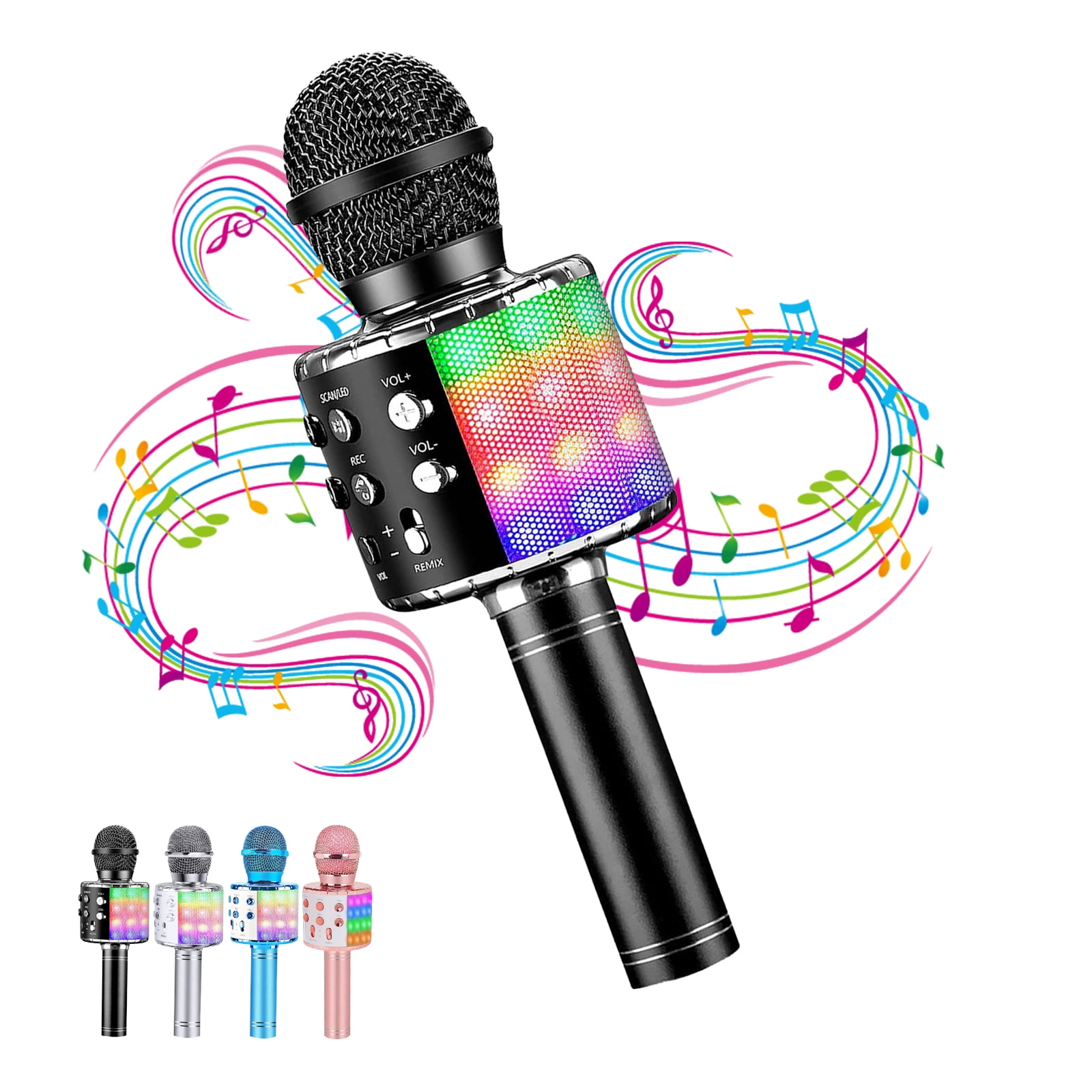 4 in 1 Wireless Bluetooth Speaker for Kids TURN RAISE Karaoke Microphone Girls Singing and Recording Handheld Machine Portable Microphone for Home KTV Birthday Holiday Party Boys and Adults 