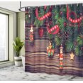 thumbnail image 5 of Ambesonne Christmas Shower Curtain, Vintage Wood, 69"Wx70"L, Green and Brown, 5 of 5