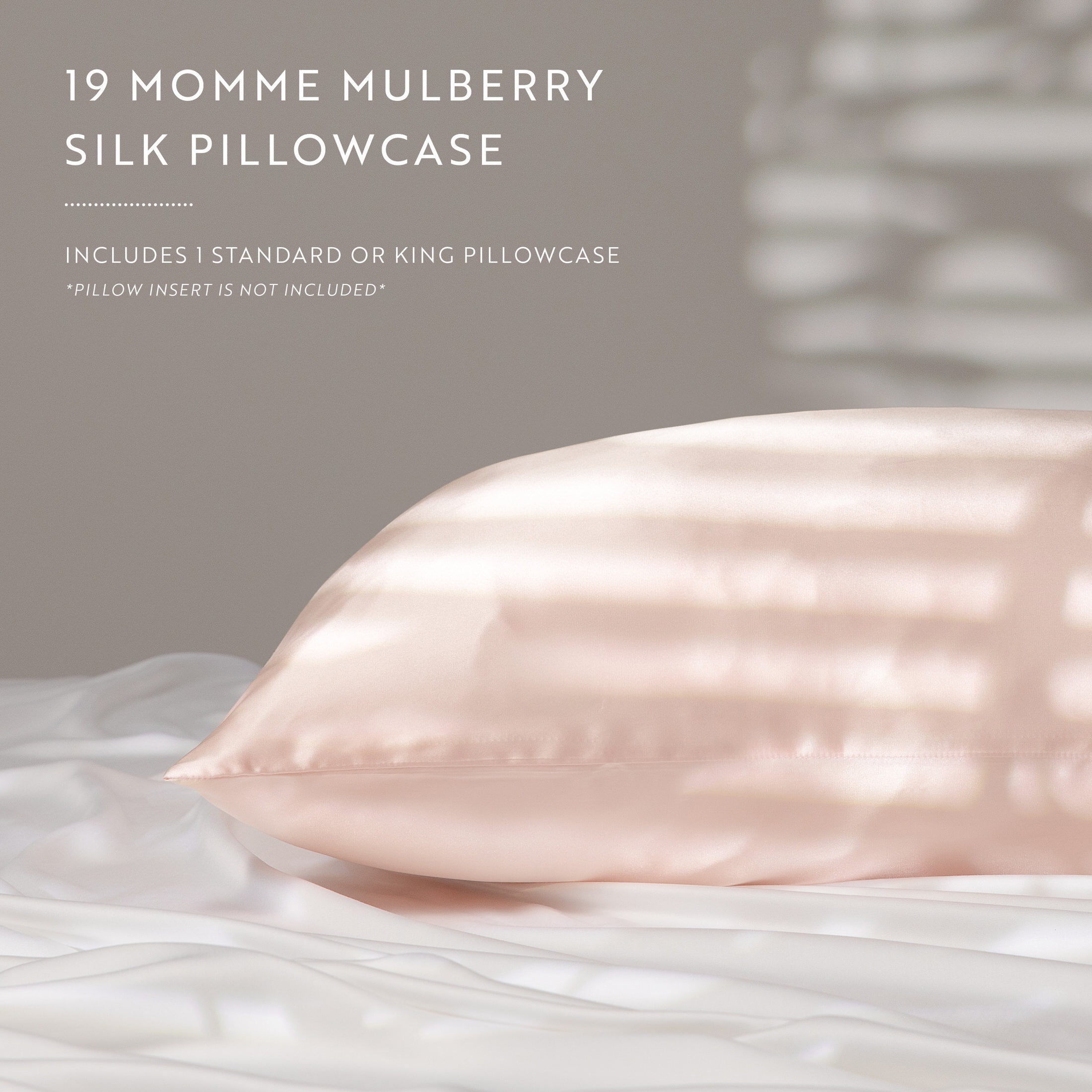 100% Mulberry Silk Pillowcase for Hair and Skin by Noble Linens, Blush