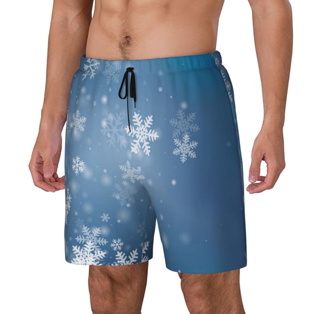 Fotbe Snowflakes1 Traje de Baño para Hombre – Shorts de Natación de Secado Rápido con Forro y Bolsillos-Large