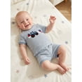 thumbnail image 3 of BemeyourBBs Toddler Baby Boy 4th of July Outfit Patriot Independent Day Summer Clothes Stars in Digger Embroidery Waffled Stripe Short Sleeve T-Shirts and Elastic Waist Pocket Shorts 2Pcs Set, 3 of 9