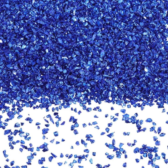 150G Blue Crushed Glass Bulk Broken Glass Irregular Clear Small No Hole Metallic Glitter Mirror Chunky Sequins Pieces for Jewelry Making Women Adults Nail Arts Crafts Vases Fillings