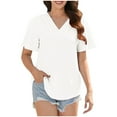 thumbnail image 1 of Birdeem Blouses pour Femmes Haut à Manches Courtes Basique Décontracté Col Rond T-Shirt Plissé Ample en Coton, 1 of 10