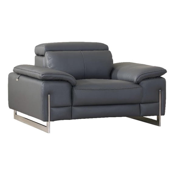 Titan Furnishings 31" Modern Genuine Italian Leather Chair in Dark Gray