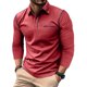thumbnail image 1 of Blusa y camisa de manga larga con cuello vuelto para hombre, estilo casual, lisa, de manga larga, con cuello vuelto y botones, estilo jersey, para hombre, de poliéster, algodón y poliéster., 1 of 5