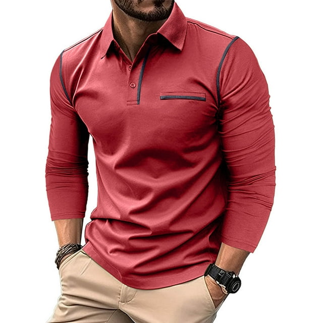 FAIWAD Men's Long Sleeve Shirts Casual Button Down Basic Golf Pullover Tops Lightweight Work Athletic T-Shirt