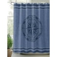 thumbnail image 3 of Nautical Compass Waterproof Fabric Shower Curtain, Navy Blue Striped Coastal Compass Shower Curtain for Bathroom Curtains Bathtubs Hotel Washable Shower Curtains with 12 Hooks Stall 54x78in, 3 of 6