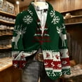 thumbnail image 2 of hlysgo Men's Vintage Christmas Blazer Casual Snowflake Reindeer Graphic Single Breasted Corduroy Suit Jacket Winter Holiday Party Blazer Green XXXL, 2 of 7