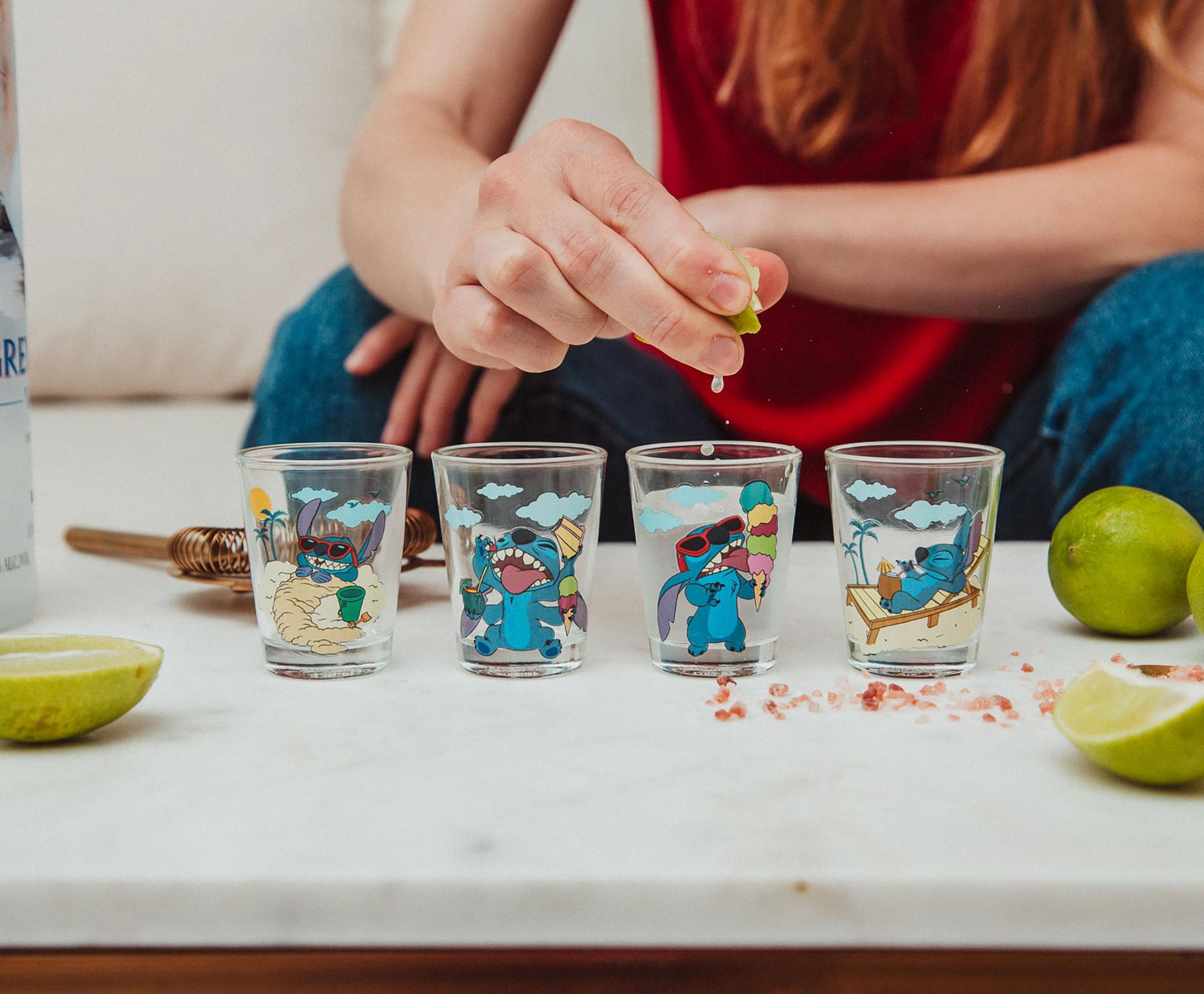 New Stitch Mini GLASS CUP JELLO SHOOTER Shotglass Bar Set NICE